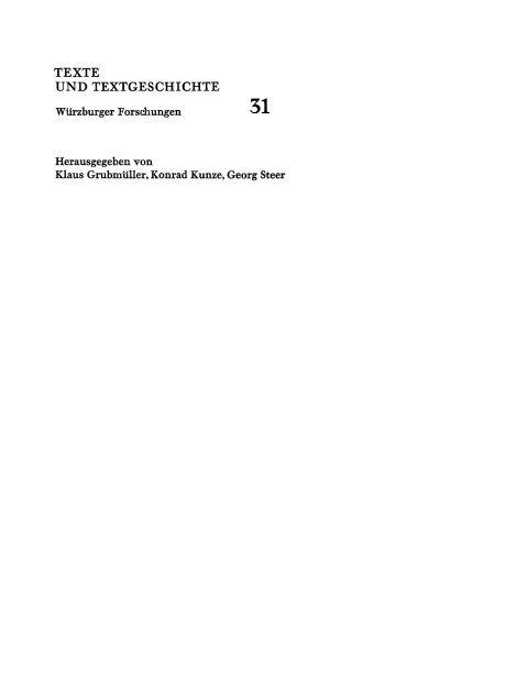 Cover image for book Überlieferungsgeschichtliche Editionen und Studien zur deutschen Literatur des Mittelalters