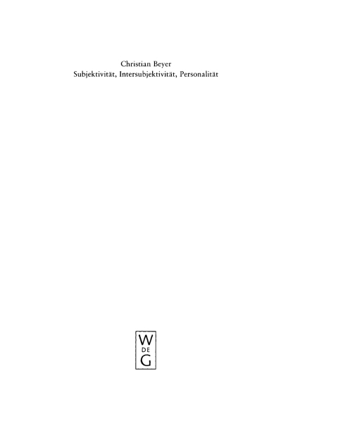 Cover image for book Subjektivität, Intersubjektivität, Personalität