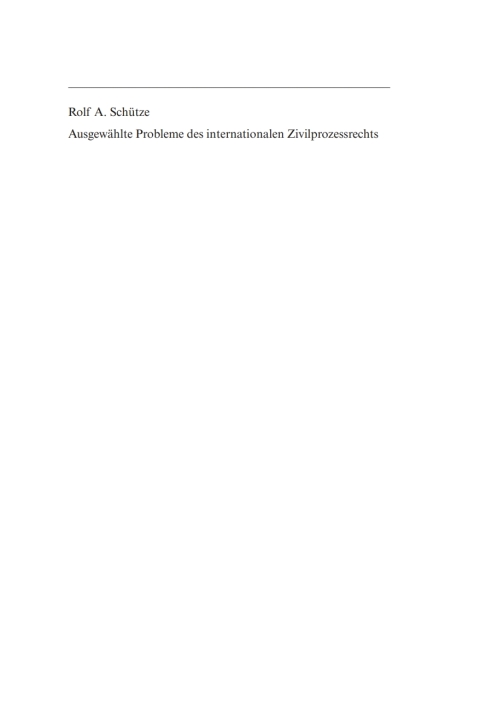 Cover image for book Ausgewählte Probleme des internationalen Zivilprozessrechts