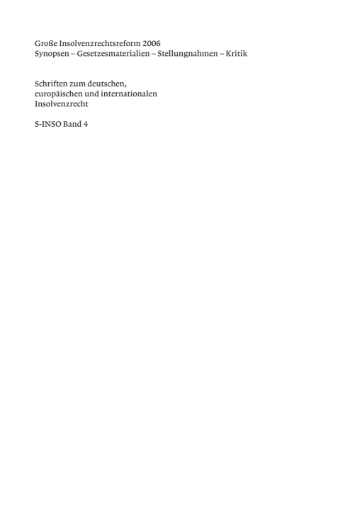 Cover image for book Große Insolvenzrechtsreform 2006
