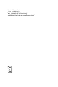 Cover image: Zur Sprachlautkonstituierung im phonetischen Wahrnehmungsprozess 1st edition 9783110182798