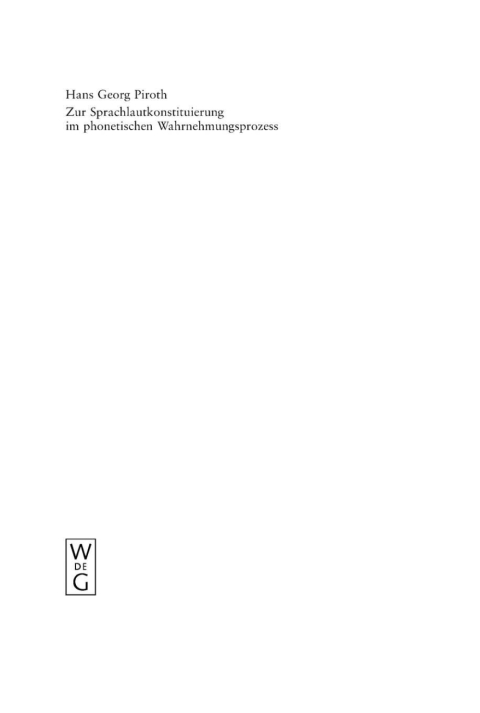 Cover image for book Zur Sprachlautkonstituierung im phonetischen Wahrnehmungsprozess