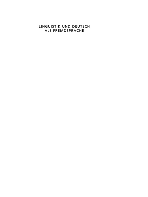 Cover image for book Linguistik und Deutsch als Fremdsprache