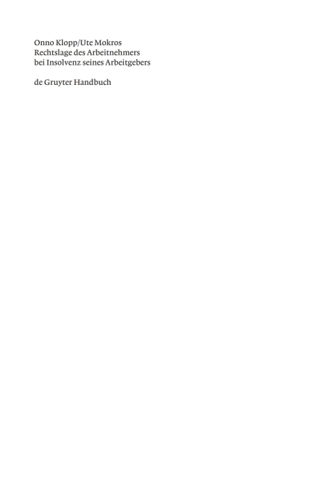 Cover image for book Rechtslage des Arbeitnehmers bei Insolvenz seines Arbeitgebers