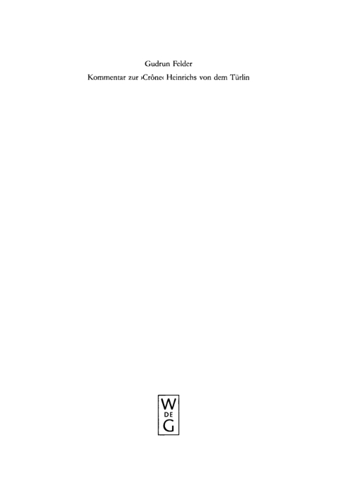 Cover image for book Kommentar zur ›Crône‹ Heinrichs von dem Türlin