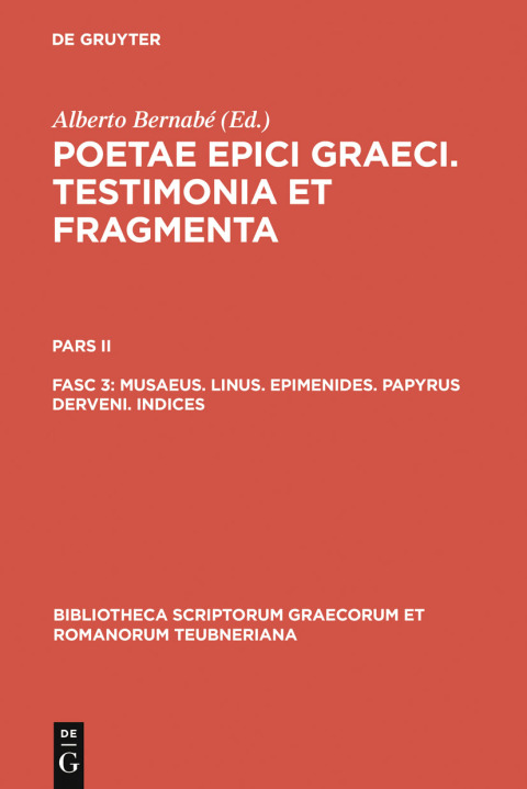 Cover image for book Musaeus. Linus. Epimenides. Papyrus Derveni. Indices