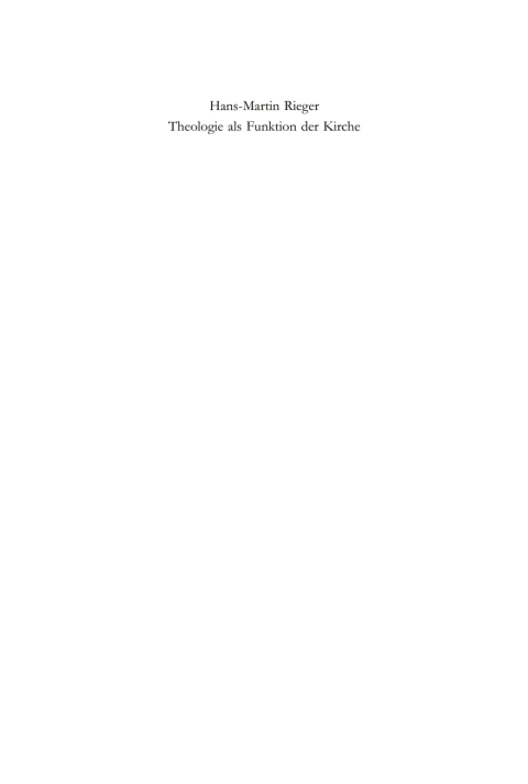 Cover image for book Theologie als Funktion der Kirche