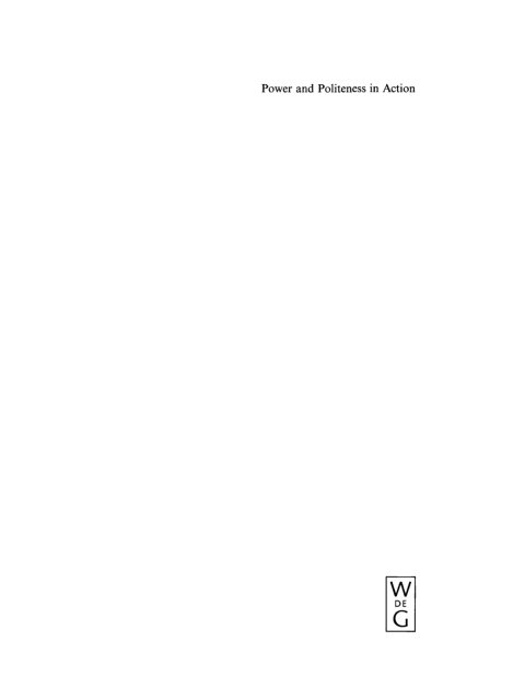 Cover image for book Power and Politeness in Action