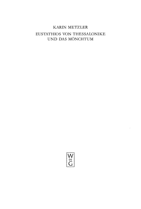 Cover image for book Eustathios von Thessalonike und das Mönchtum