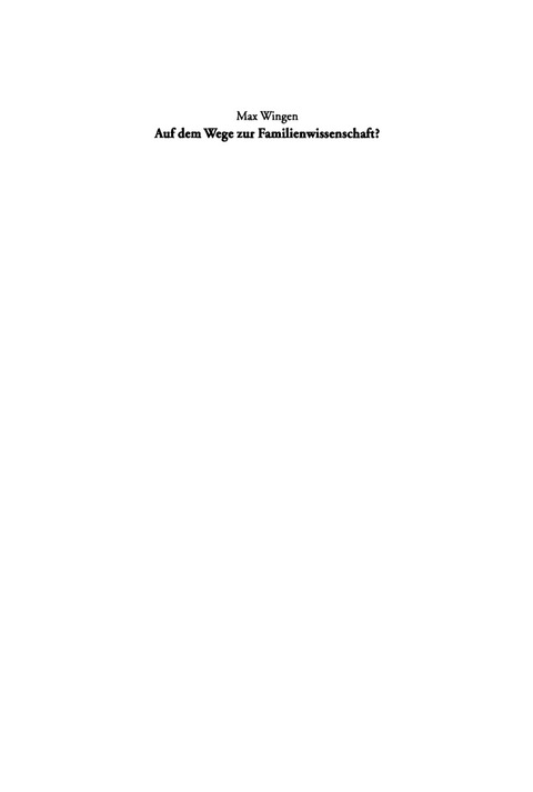 Cover image for book Auf dem Wege zur Familienwissenschaft?