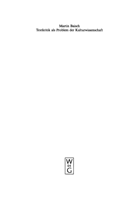 Cover image for book Textkritik als Problem der Kulturwissenschaft