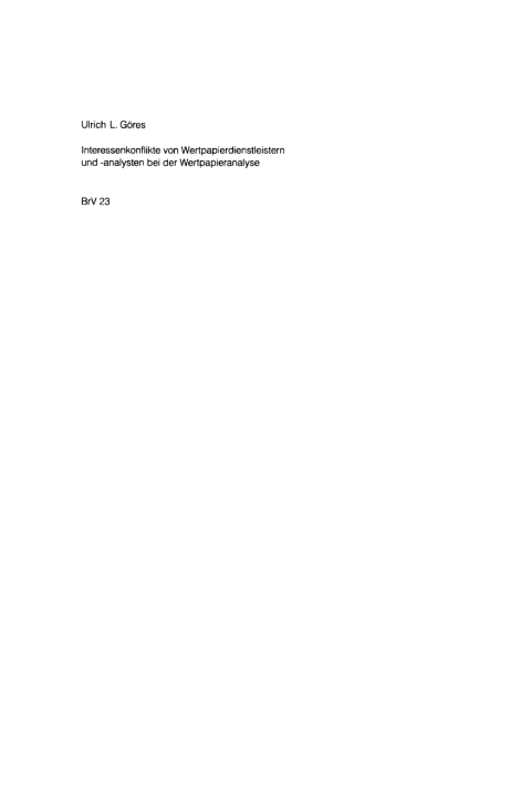Cover image for book Interessenkonflikte von Wertpapierdienstleistern und -analysten bei der Wertpapieranalyse