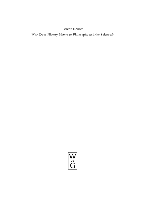 Cover image for book Why Does History Matter to Philosophy and the Sciences?