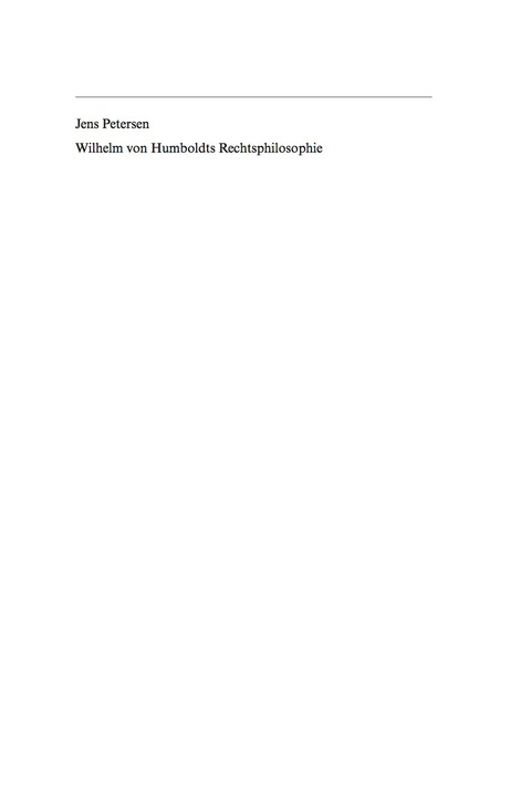 Cover image for book Wilhelm von Humboldts Rechtsphilosophie
