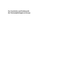 Titelbild: Zur Geschichte und Problematik der Nationalphilologien in Europa 1st edition 9783484107786
