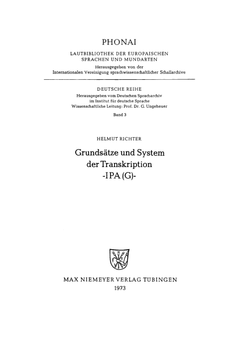 Cover image for book Grundsätze und System der Transkription – IPA (G)