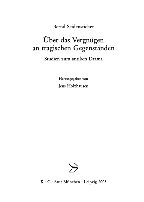 Cover image for book Über das Vergnügen an tragischen Gegenständen