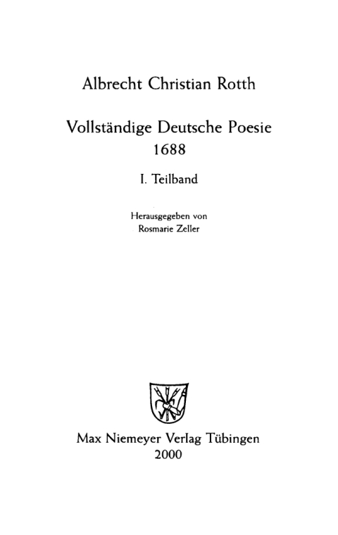 Cover image for book Vollständige deutsche Poesie