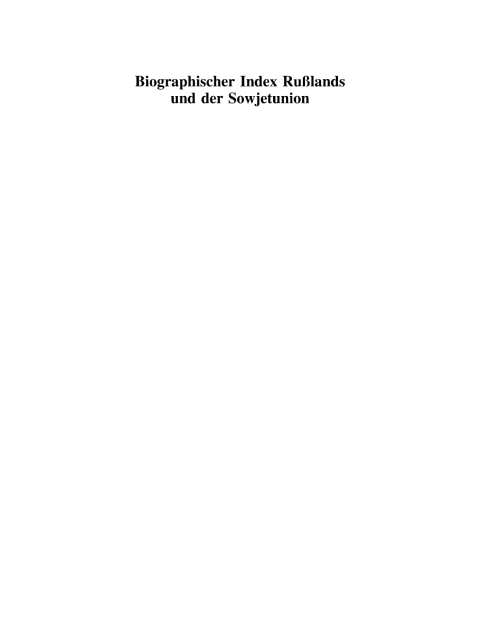 Cover image for book Biographischer Index Rußlands und der Sowjetunion