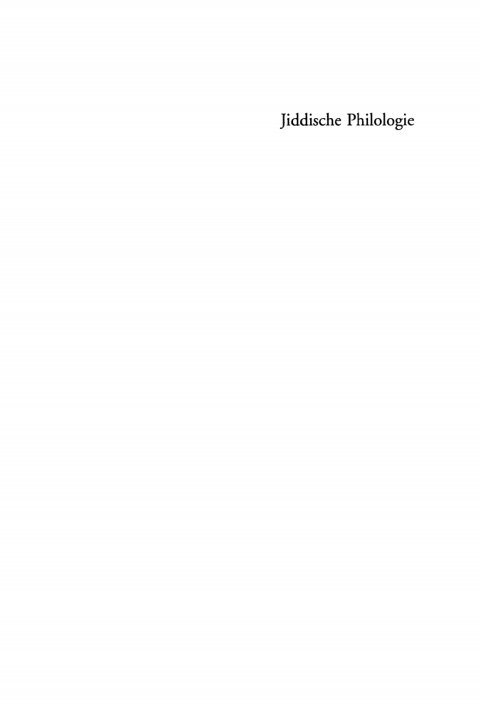 Cover image for book Jiddische Philologie