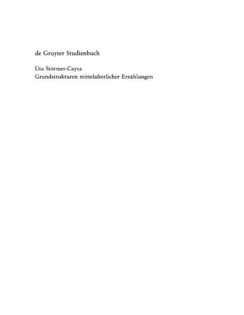 Cover image for book Grundstrukturen mittelalterlicher Erzählungen