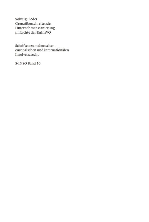 Cover image for book Grenzüberschreitende Unternehmenssanierung im Lichte der EuInsVO