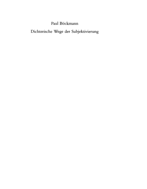 Cover image for book Dichterische Wege der Subjektivierung
