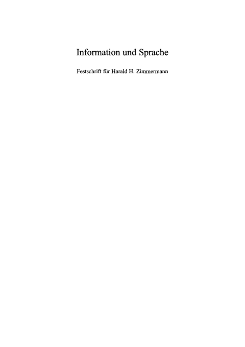 Cover image for book Information und Sprache