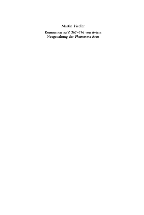 Cover image for book Kommentar zu V. 367-746 von Aviens Neugestaltung der Phainomena Arats