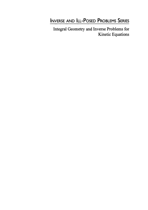 Cover image for book Integral Geometry and Inverse Problems for Kinetic Equations