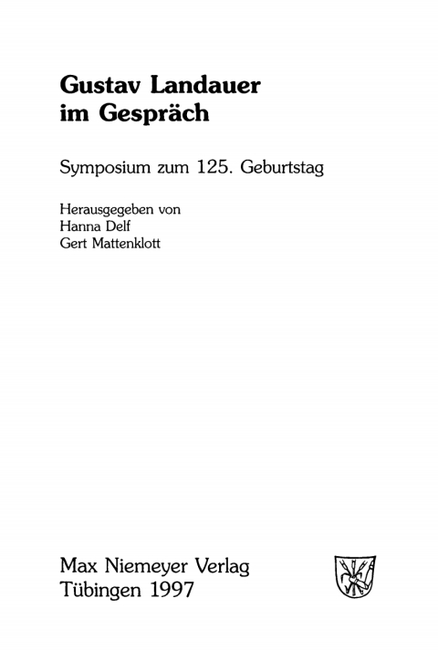 Cover image for book Gustav Landauer im Gespräch
