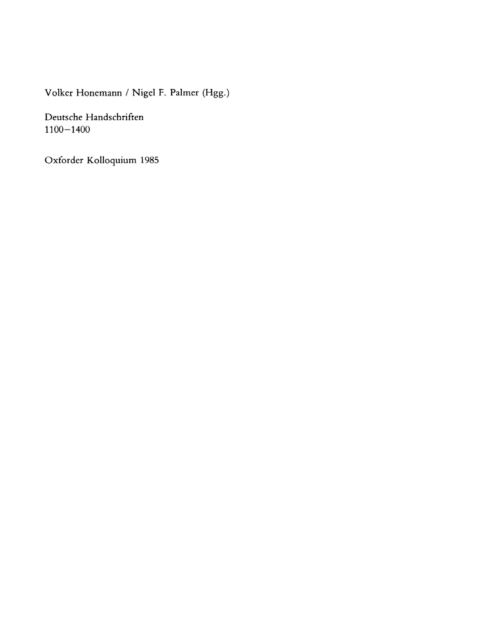 Cover image for book Deutsche Handschriften 1100 - 1400