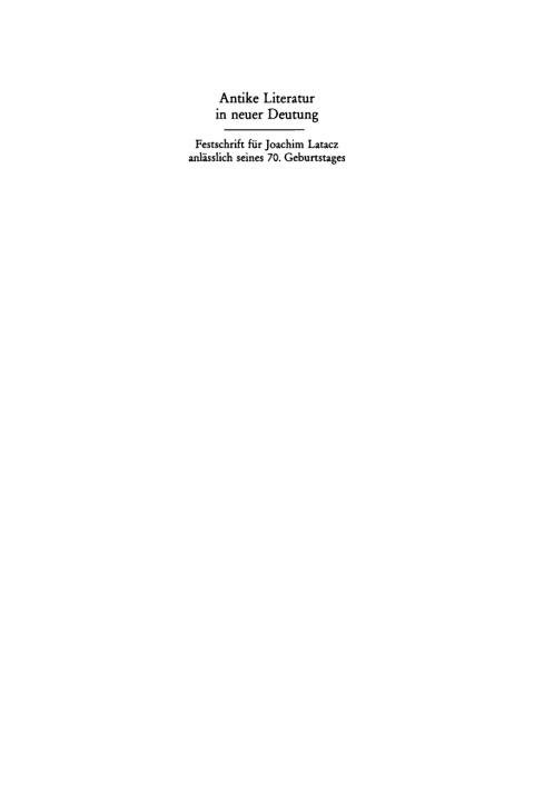Cover image for book Antike Literatur in neuer Deutung