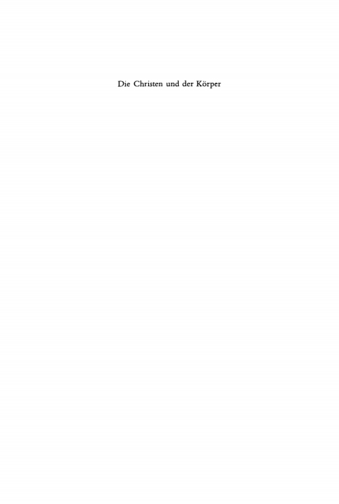 Cover image for book Die Christen und der Körper