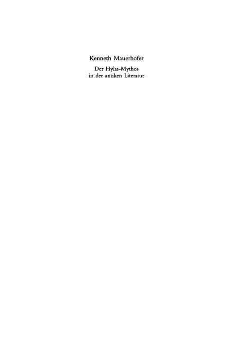 Cover image for book Der Hylas-Mythos in der antiken Literatur