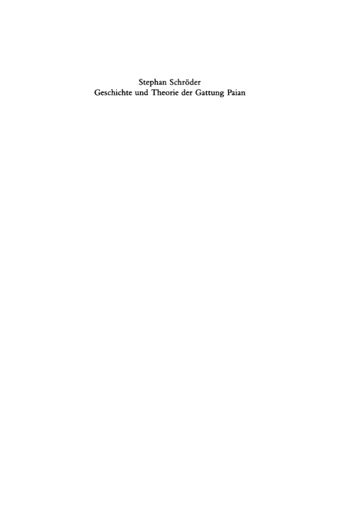 Cover image for book Geschichte und Theorie der Gattung Paian