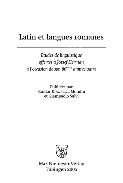 Cover image for book Latin et langues romanes