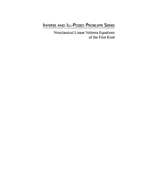 Cover image for book Nonclassical Linear Volterra Equations of the First Kind