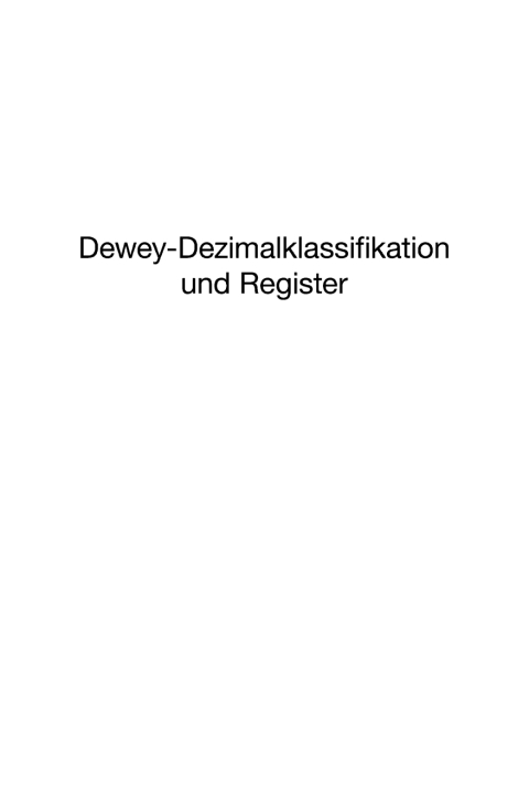 Cover image for book Dewey-Dezimalklassifikation und Register