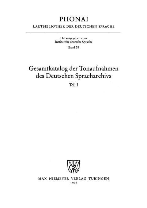 Cover image for book Gesamtkatalog der Sprachaufnahmen des Deutschen Spracharchivs