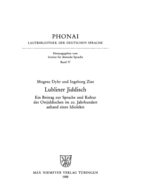 Cover image for book Lubliner Jiddisch