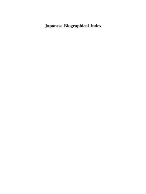 Cover image for book Japanese Biographical Index