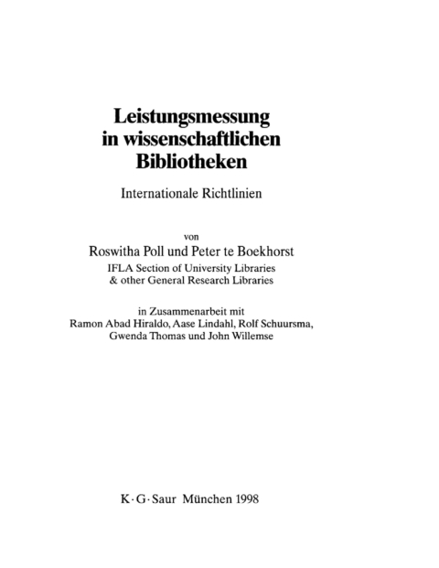 Cover image for book Leistungsmessung in wissenschaftlichen Bibliotheken