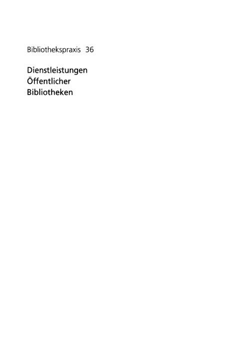 Cover image for book Dienstleistungen Öffentlicher Bibliotheken