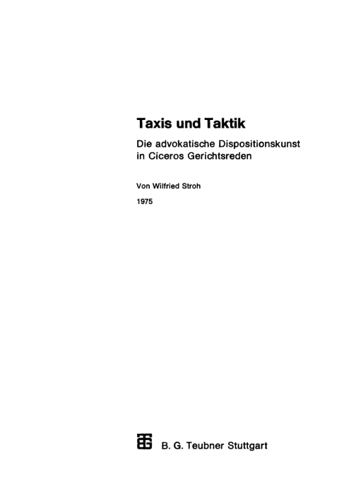 Cover image for book Taxis und Taktik