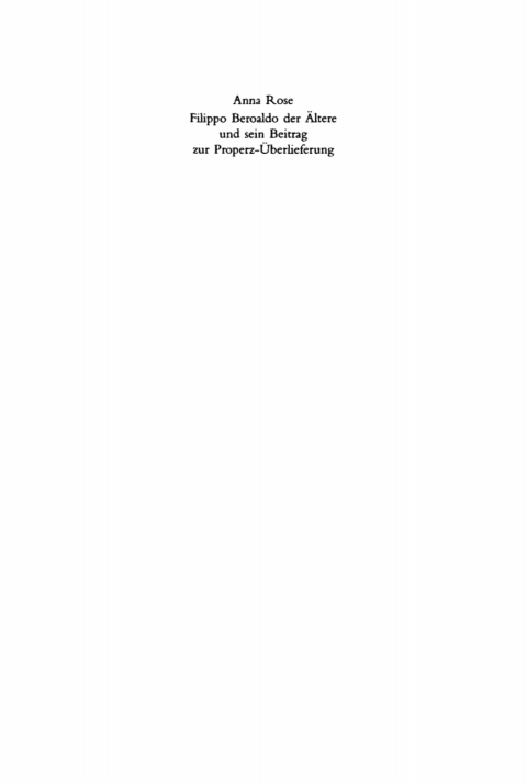 Cover image for book Filippo Beroaldo der Ältere und sein Beitrag zur Properz-Überlieferung