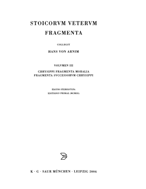 Cover image for book Chrysippi fragmenta moralia