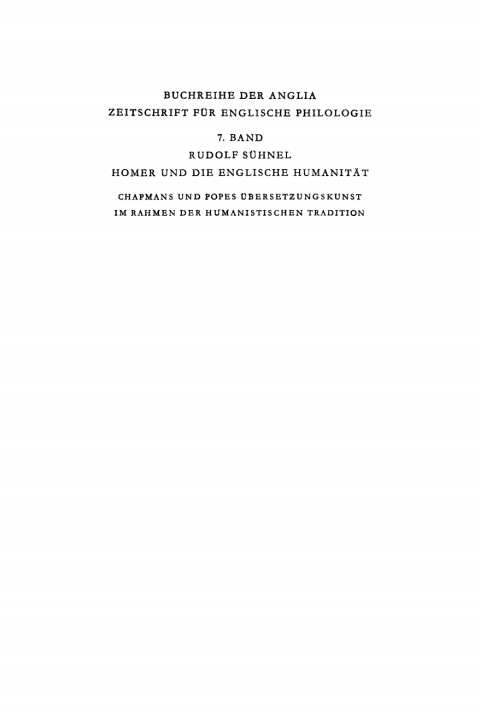 Cover image for book Homer und die englische Humanität