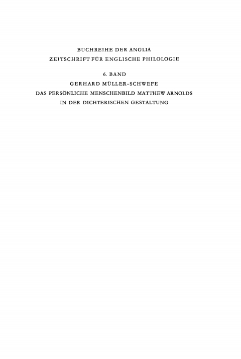 Cover image for book Das persönliche Menschenbild Matthew Arnolds in der dichterischen Gestaltung