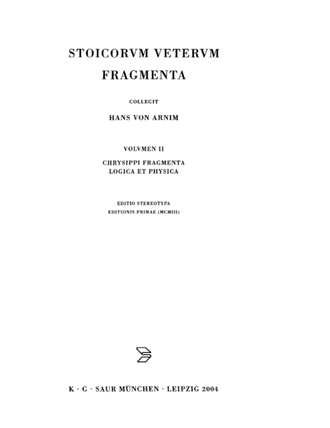 Cover image for book Chrysippi fragmenta logica et physica